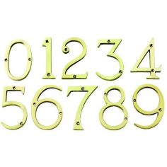 Polished Brass Face Fixing Numerals - 76mm