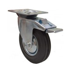 Centurion Rubber Swivel Castor Wheel With Brake - 125mm