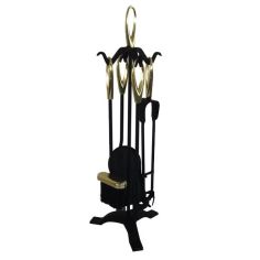 Inglenook Black With Brass Loop Handle Five Piece Companion Set