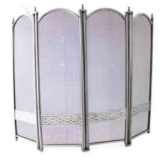 De Vielle Heritage Celtic Collection 4 Fold Fire Screen - Pewter 