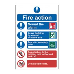 Fire Action Procedure Sign Self-Adhesive Semi-Rigid PVC (200mm x 300mm) C