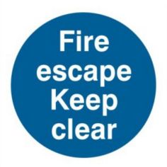 Fire escape Keep clear - Self Adhesive Sign (150mm x 150mm)