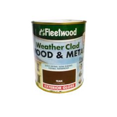Fleetwood Weather Clad Wood & Metal Exterior Gloss Paint - Teak 750ml