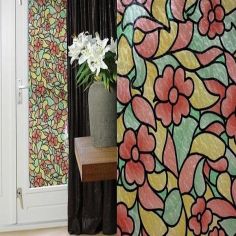 Floral Stained Glass Effect Self Adhesive Contact 1m x 45cm