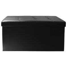 Foldable Footstool and Storage Bench - Black 