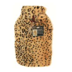 Hot Water Bottle With Faux Fur Animal Print Cover