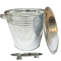 Galvanised Ash Bucket With Lid & Stand 32cm - 15L