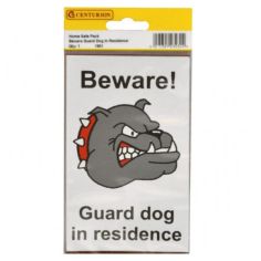 Beware Guard Dog in residence Sign - (Pack of 2)