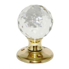 Securit Glass Ball Mortice Knobs Bright Gold Finish - 60mm