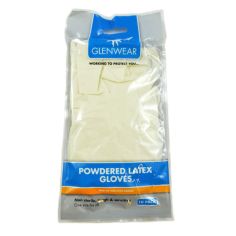 Glenwear Powdered Disposable Latex Gloves - Pack of 10