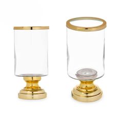 Glass Golden Cylinder Candle Holder