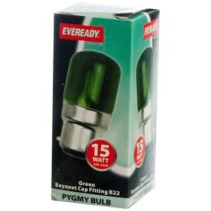 Eveready 15W GREEN Pygmy Bayonet Cap Fitting B22/ BC Light Bulb