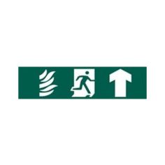 Green PVC Non-Scripted Fire Exit Sign - Direction Pointing Up - 200mmx50mm
