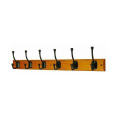 Headbourne 6-Ball End Black Hooks on Wooden Board