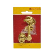 Centurion Polished Brass Silent Pattern Cabin Hook - 75mm (3")