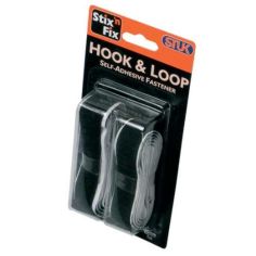 Stuk Stik 'n' Fix Hook & Loop Black Self-Adhesive Fastener - 20mm x 1m