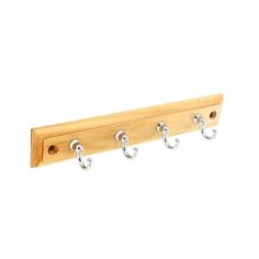 4 Chrome Plated Hooks On Plaque - 220mm