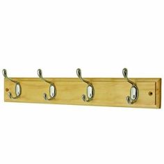 Headbourne 4-Heavy Duty Chrome Hooks On Pine Backing