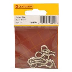 22mm x 2mm Curtain Wire Hooks & Eyes (Pack of 10)