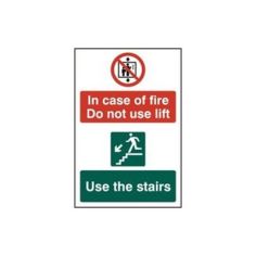 In case of fire Do not use lift Use the stairs - PVC Sign (200 x 300mm)