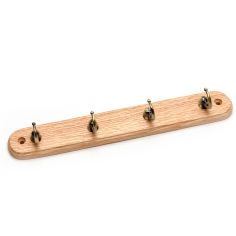 Key Tidy Oak with 4 Brass Hooks 