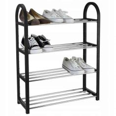 Black 4 Tier Metal Shoe Rack