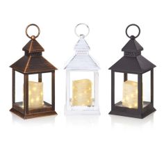 Premier Flicker Candle Lantern With Warm White & Cool White LED 24cm