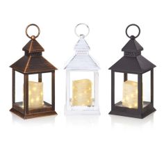 Premier Flicker Candle Lantern With Warm White & Cool White LED 24cm