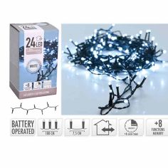 White LED Battery Christmas Lights - 24 Lights