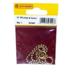 Centurion Polished Brass Chain & Hooks - 12"