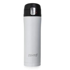 Push Button Vacuum Tumbler Metallic White - 450ml 