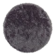 Mia Faux Fur Round Anthracite Rug 120cm 