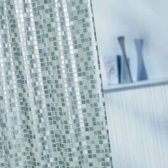 Silver Mosaic PVC Shower Curtain