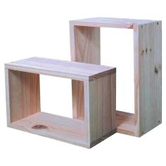 Natural Wood Set of 2 Wall Cubes