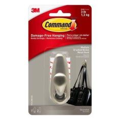Command™ Medium Brushed Nickel Metal Hook - 1.3kg