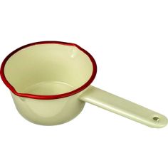 Nimbus Enamel Milk Pan 14cm Cream with Red Trim