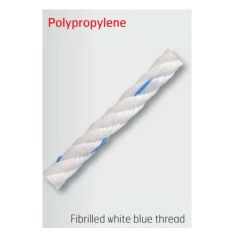 Polypropylene Fibrilled White & Blue Thread Rope 16mm