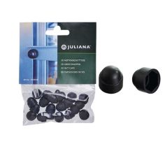 Juliana Greenhouse Black Hexagon Nut Cover Cap - Pack Of 20