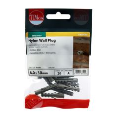 Nylon Wall Plug 6.0 x 30mm - Pack of 20