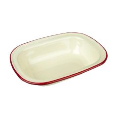 Falcon Oblong Cream / Red Pie Dish - 20cm