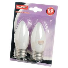 Eveready 60W Incandescent Opal Candle E27/ ES Lightulb - Pack Of 2