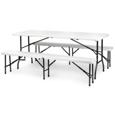 Outdoor Foldable Table & Bench Set 