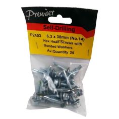 Premier Self-Drilling Hex Head Screws - 6.3 X 38mm (No.14) - Pack Of 25