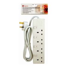 Kingavon 4 Way Individually Switched Socket With 2M Cable