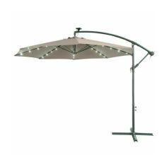 Pagoda Over Hang Parasol with LEDs Beige 2.7m

