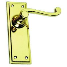 Polished Brass Tudor Lever Door Handle on Backplate