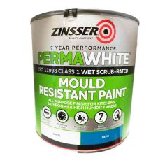 Zinsser Permawhite Mould Resistant Paint - White Satin 2.5L