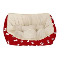 Pet Bed Paw & Bone - Red