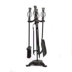 Inglenook Black & Pewter Spiral Fireside Companion Set