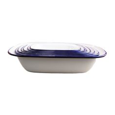 Falcon Enamel Oblong White / Blue Pie Dishes